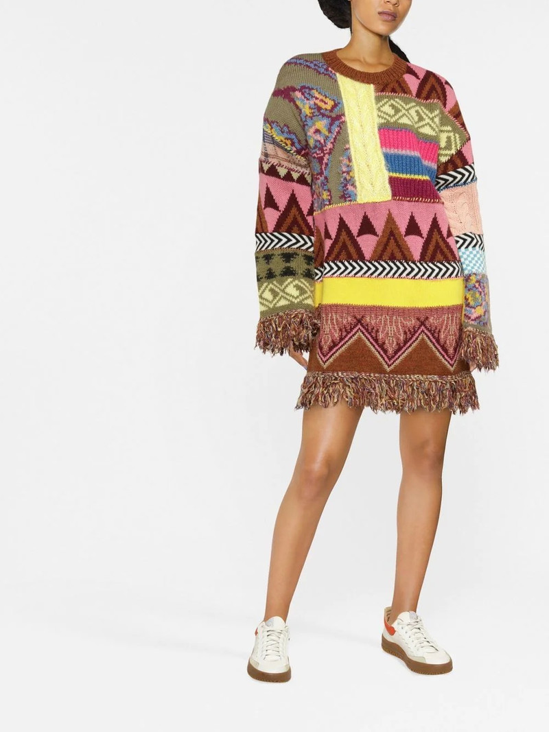 Etro fringe-detail knitted dress outlook