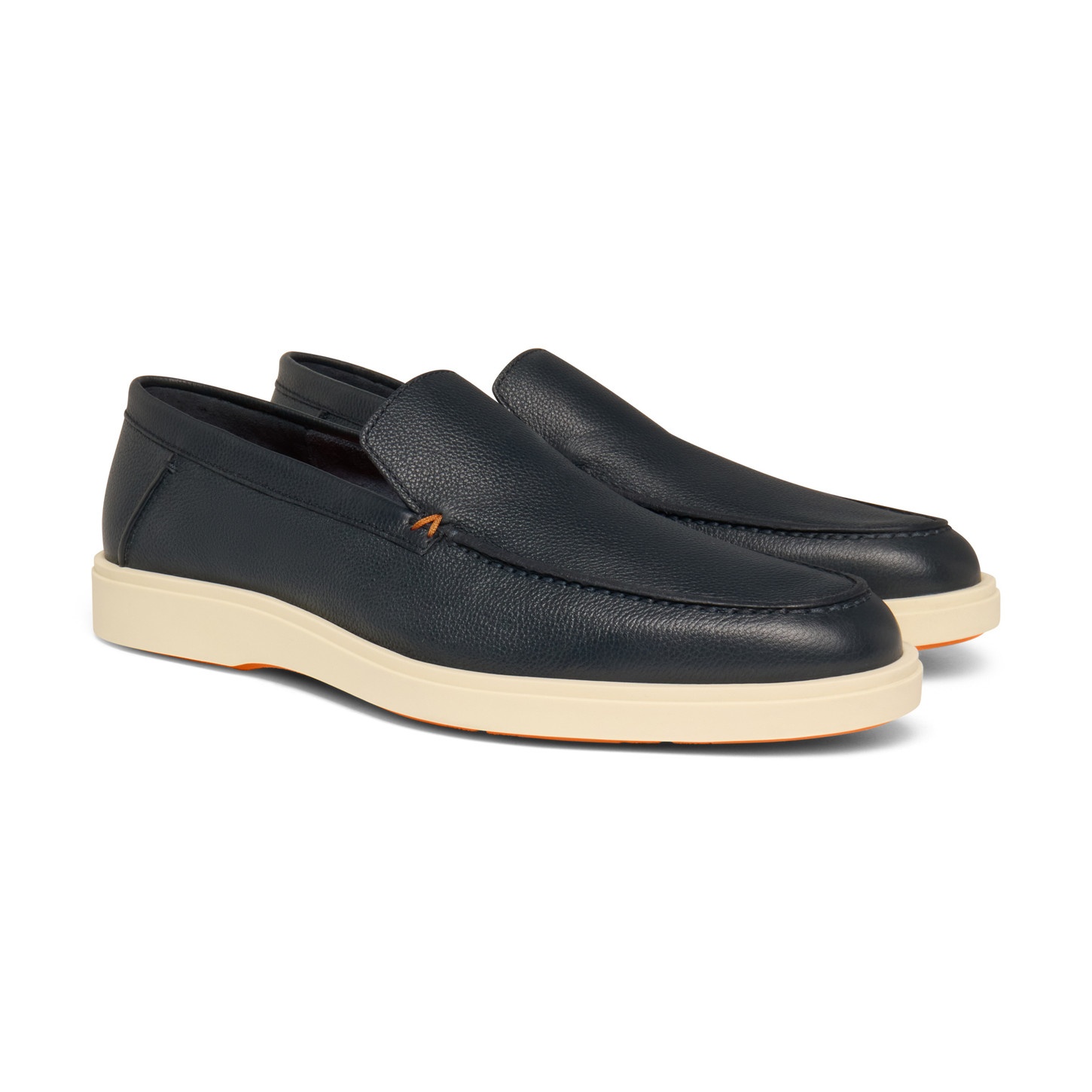 Men's blue tumbled leather loafer - 3