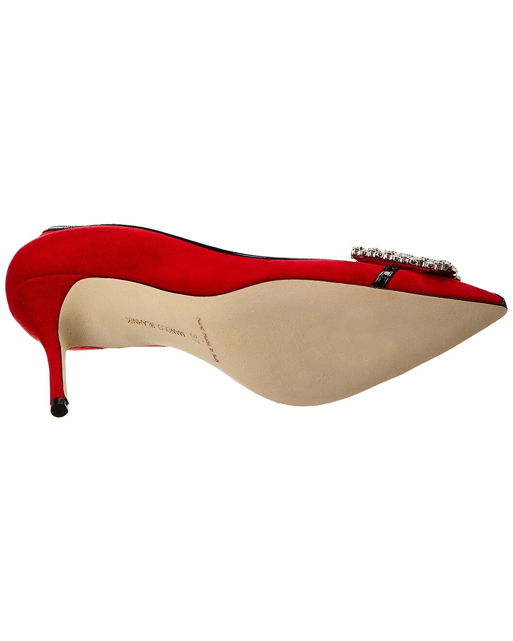 Manolo Blahnik Tuberian 90 Suede & Leather Pump - 4