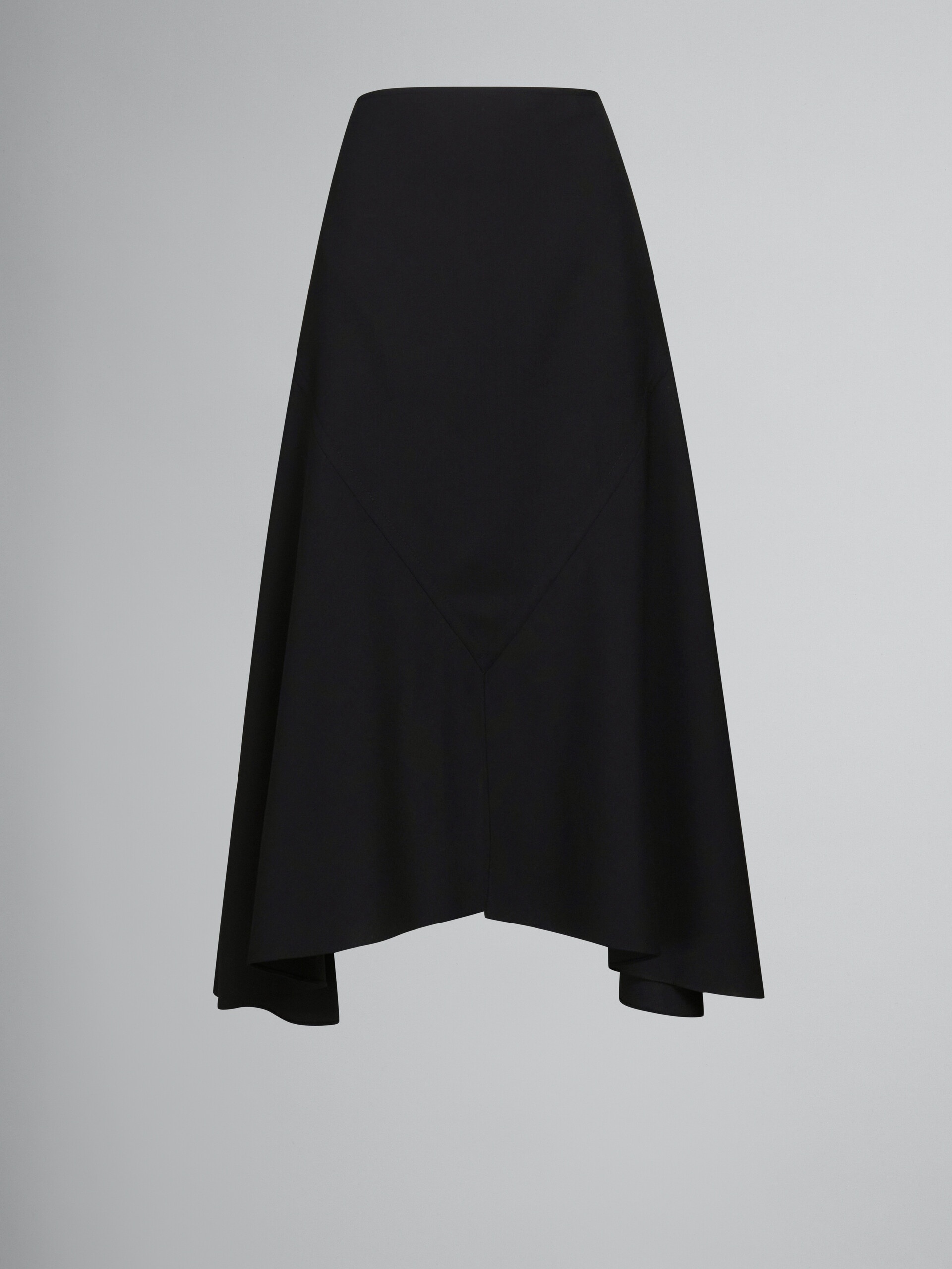 BLACK WOOL SKIRT WITH ASYMMETRIC HEM - 1