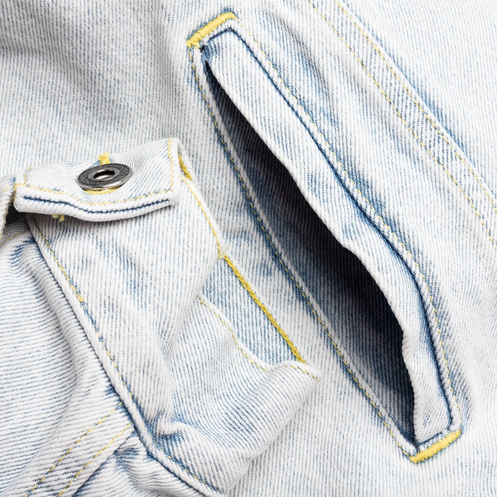 GRAFFITI EMB DENIM SKATE JACKET - EXTREME BLUE - 3