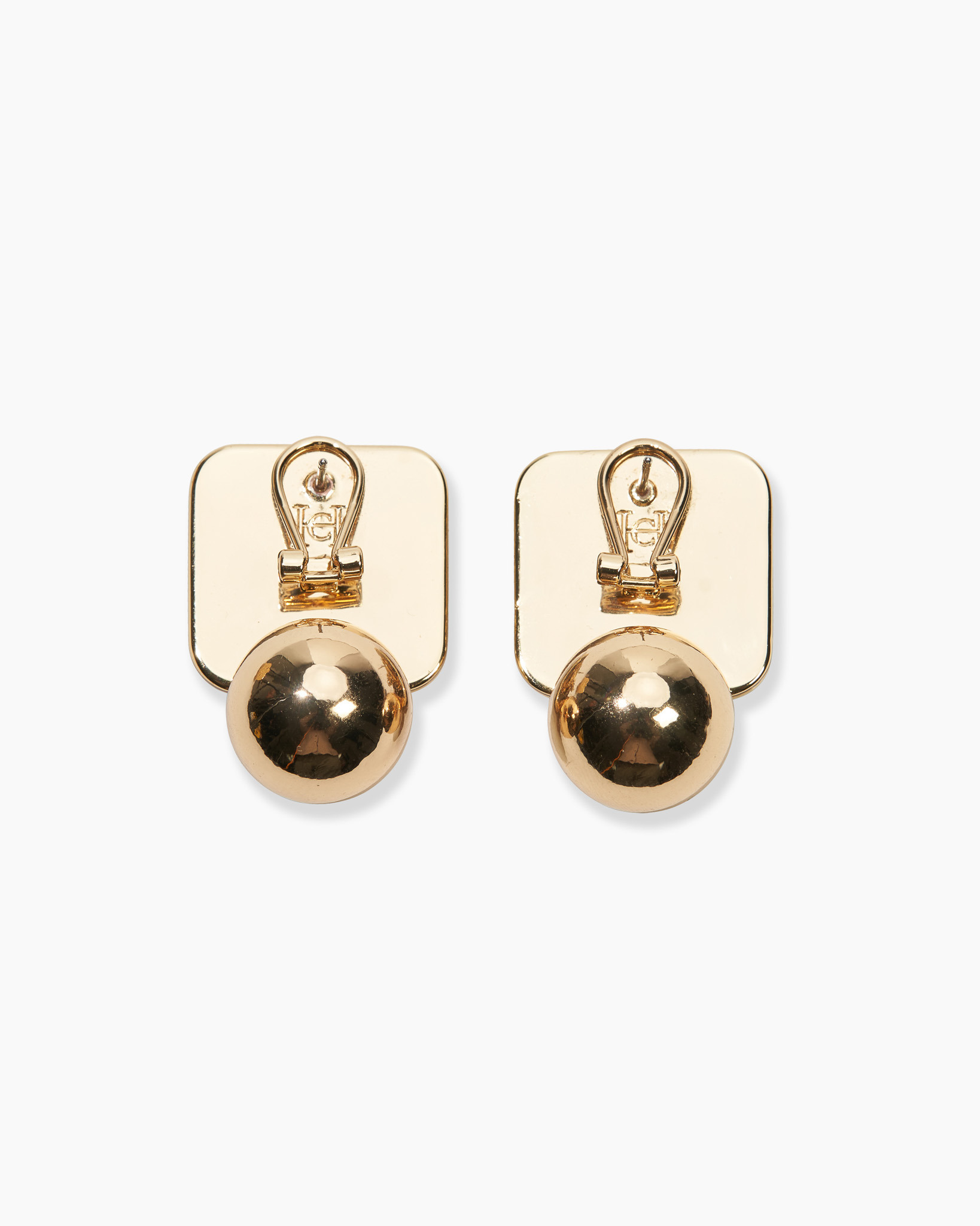 Gold Stud Earrings with Resin Squares - 3