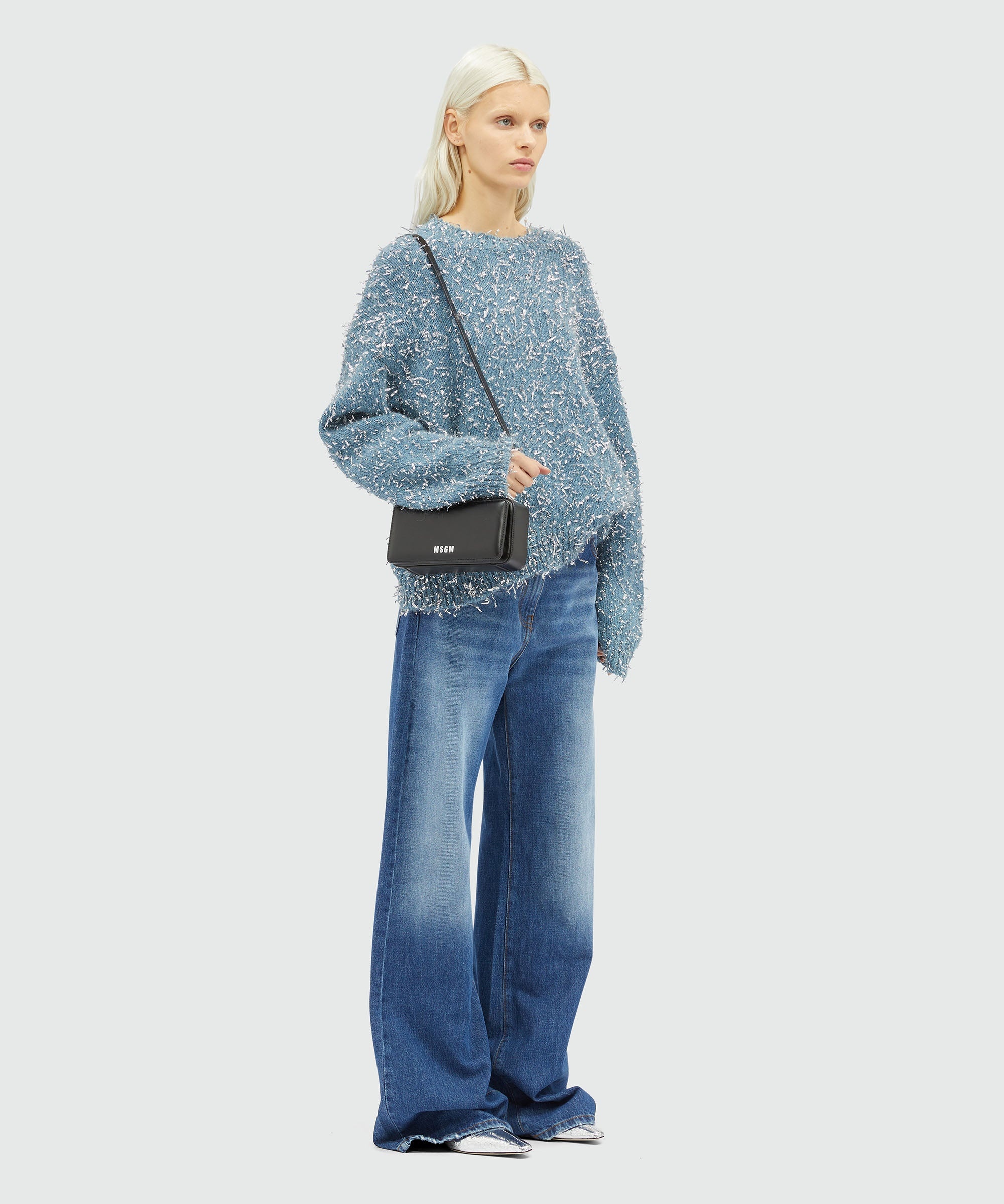 Blended wool and silver lamé thread sweater - 4