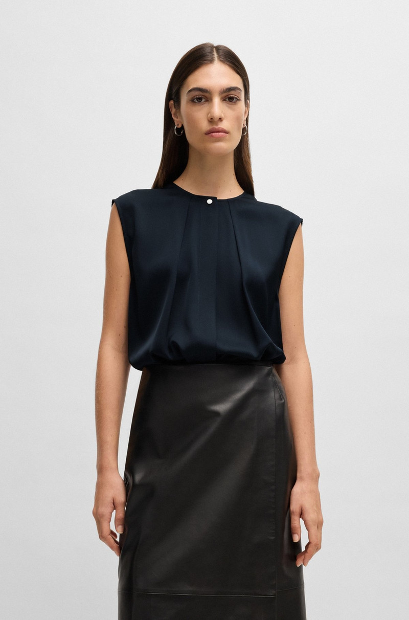 FITTED SLEEVELESS BLOUSE IN STRETCH SILK WITH CONCEALED PLACKET 2