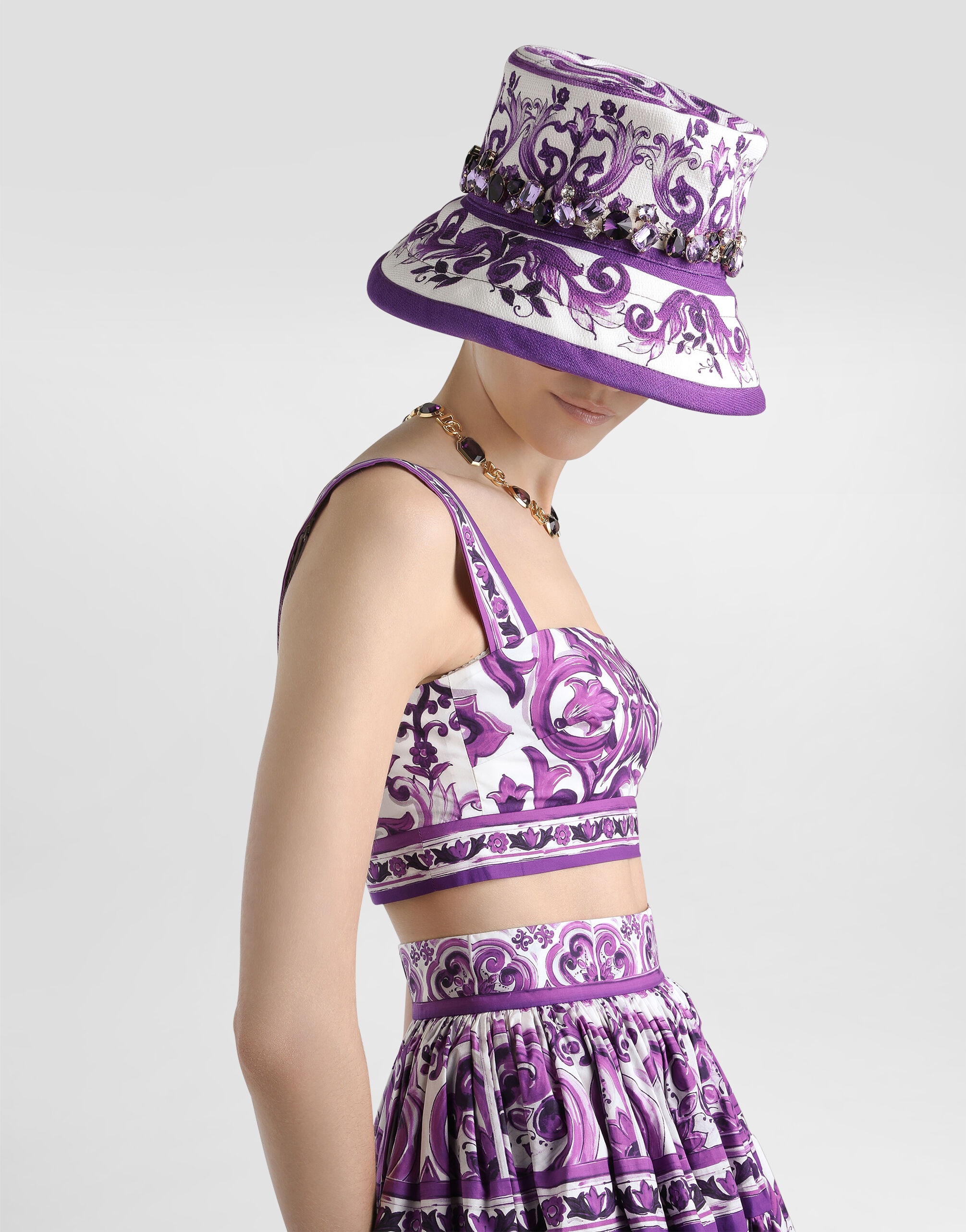 Majolica-print poplin top - 4