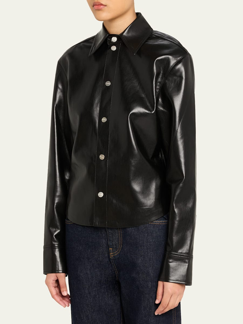 Nanushka Bogna Long-Sleeve Alt-Leather Shirt outlook