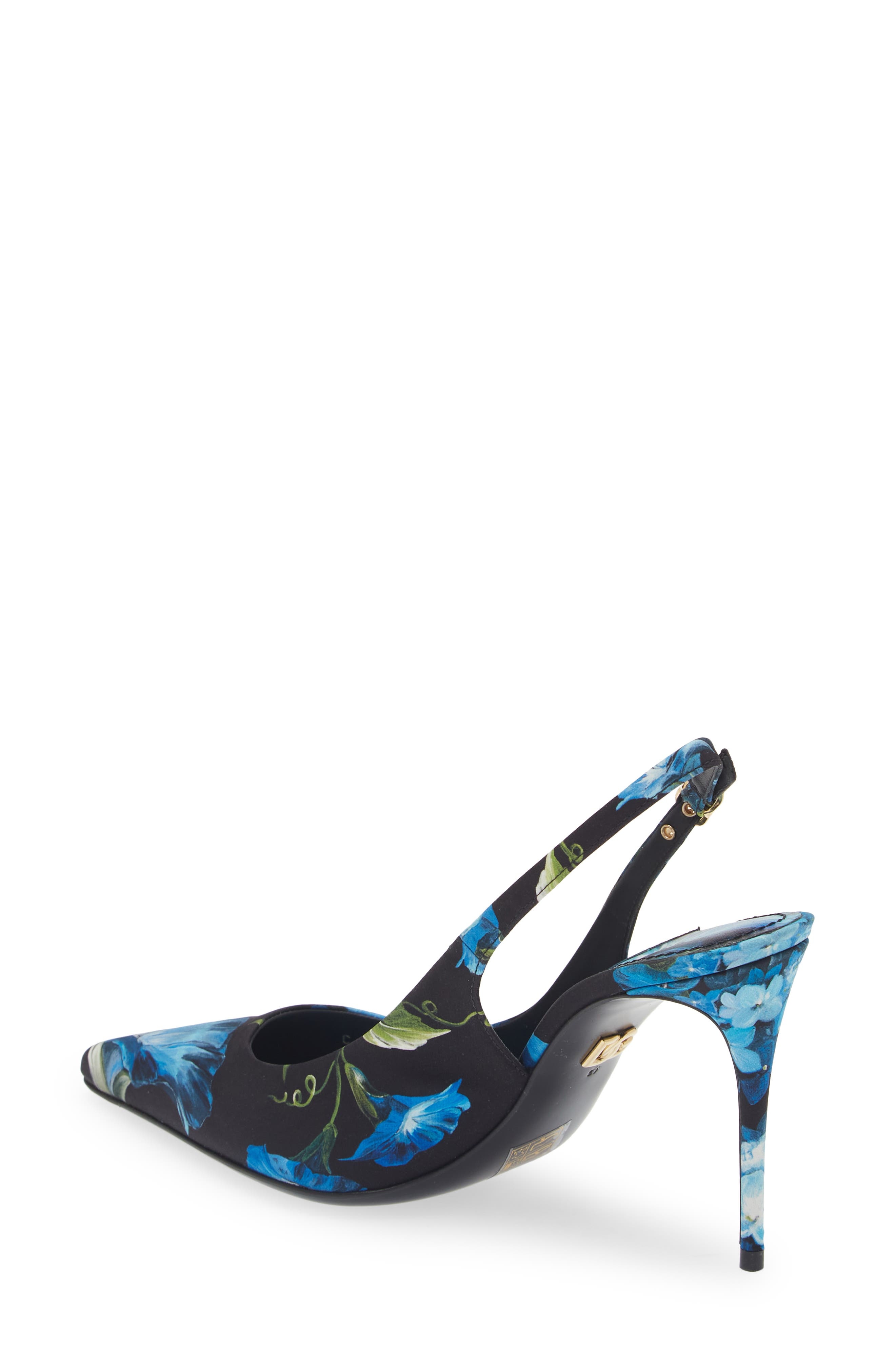 Dolce&Gabbana Lollo Floral Slingback Pump in Black/Blue at Nordstrom - 2
