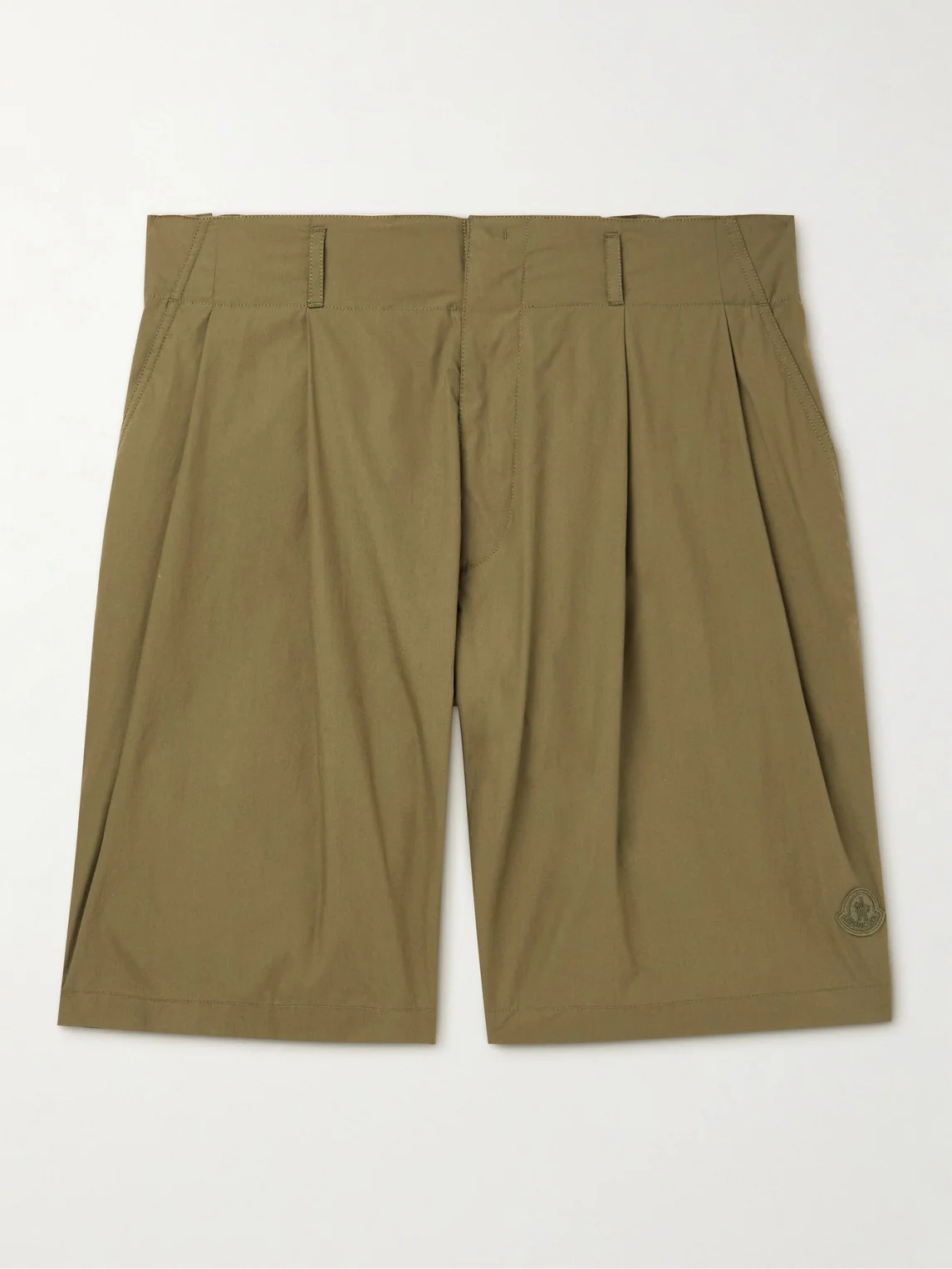 2 Moncler 1952 Straight-Leg Pleated Cotton-Poplin Shorts - 1