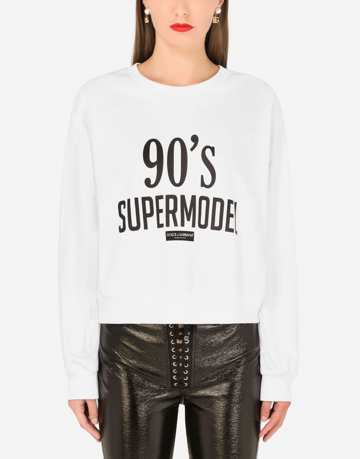 Jersey sweatshirt with 90’s supermodel print - 1