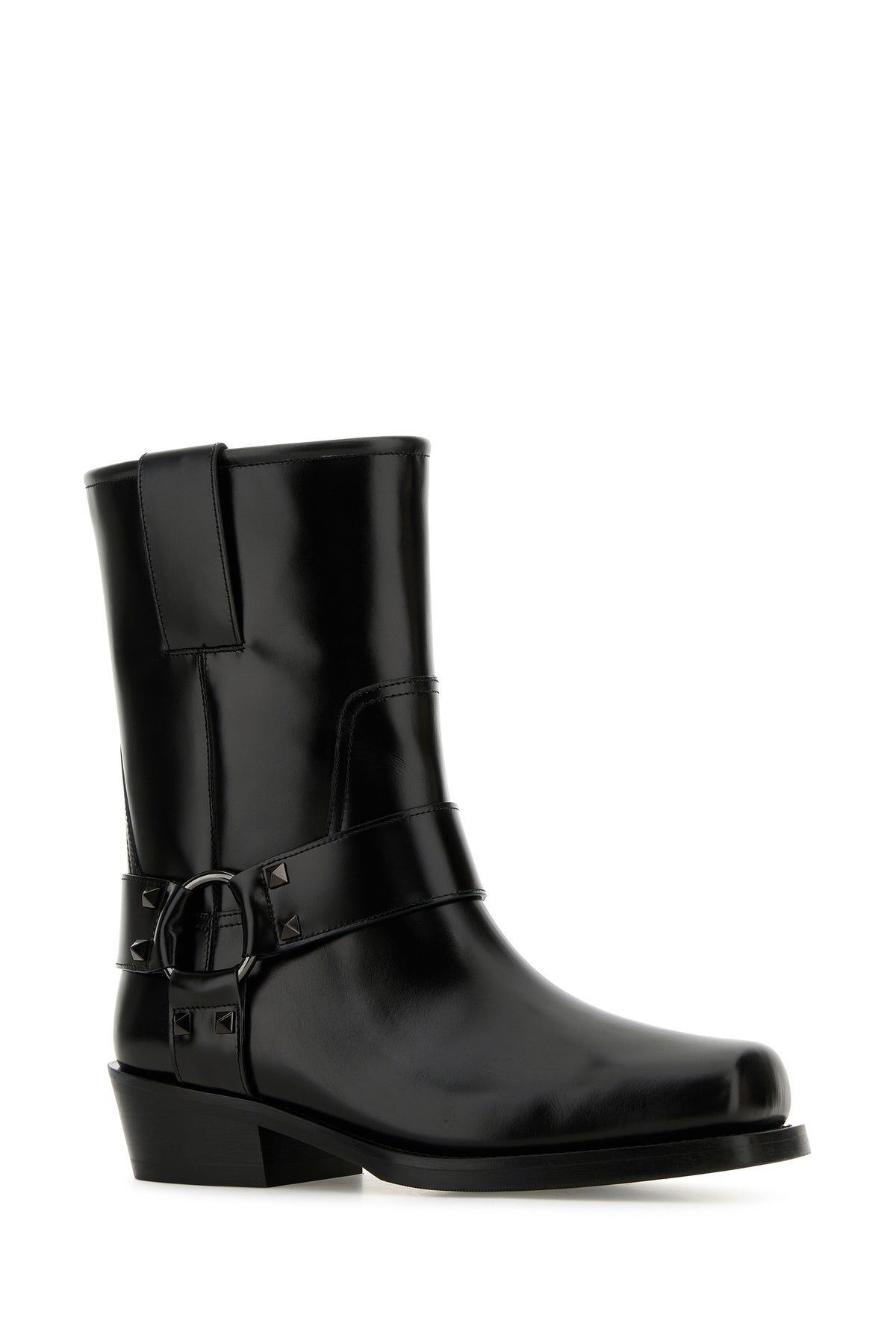 Black leather Biker Rockstud ankle boots - 2