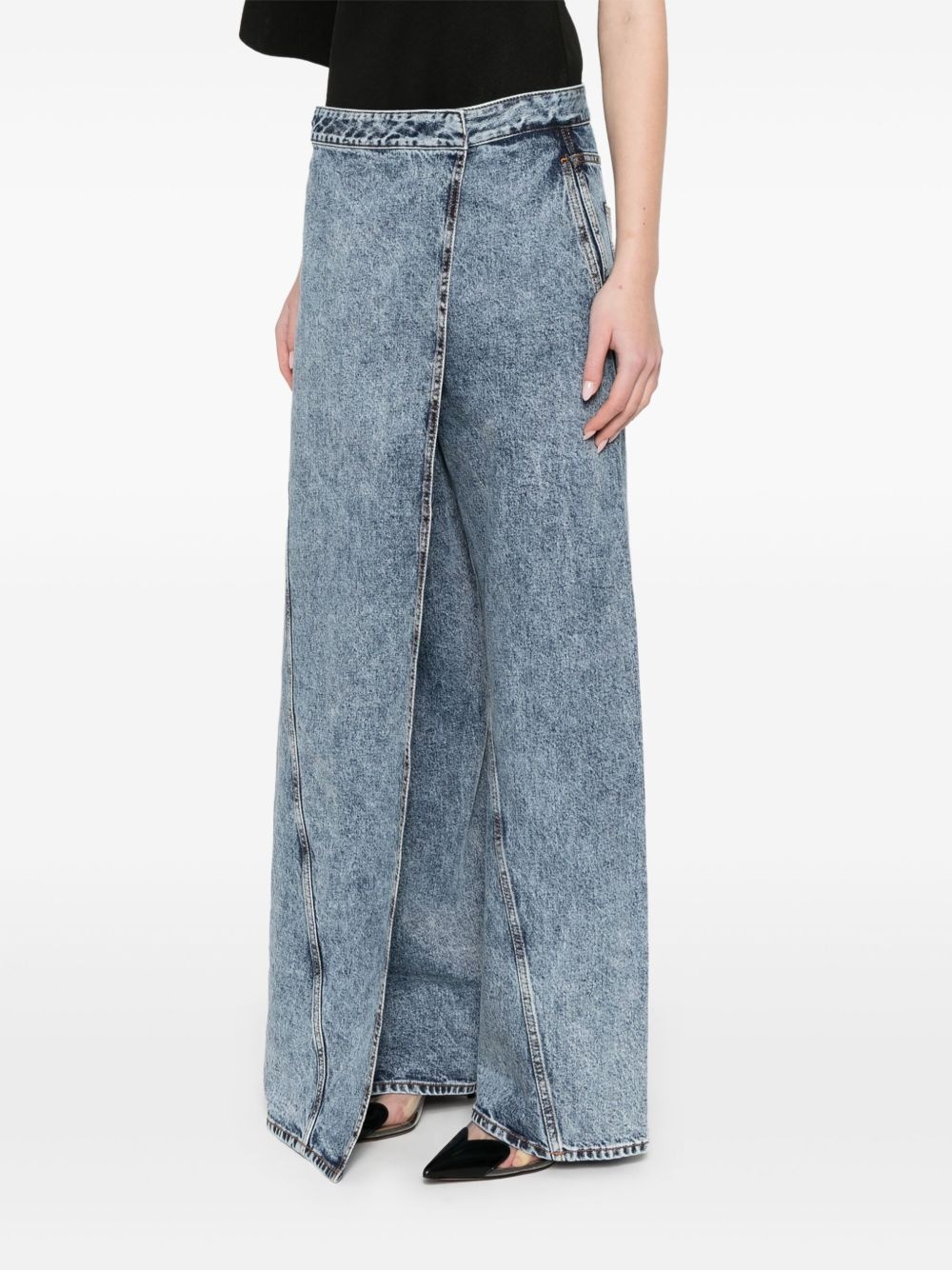wrap wide-leg jeans - 3