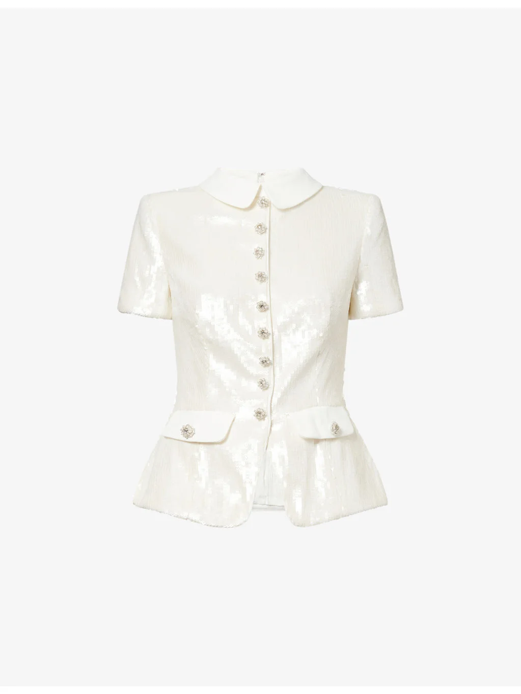 Sequin Short-Sleeves Woven Top - 1