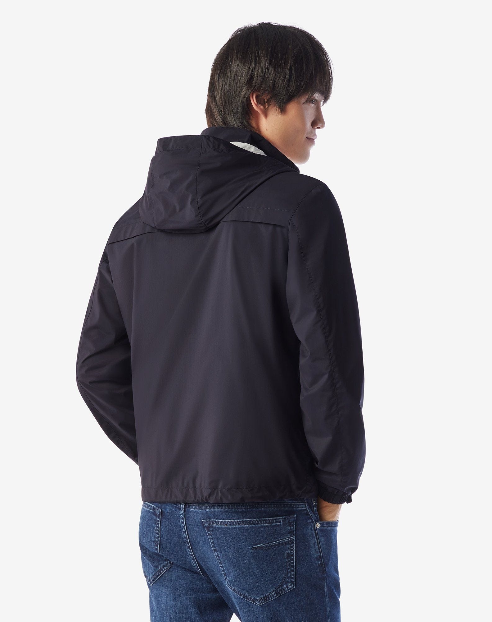 Navy blue stretch technical fabric jacket - 3