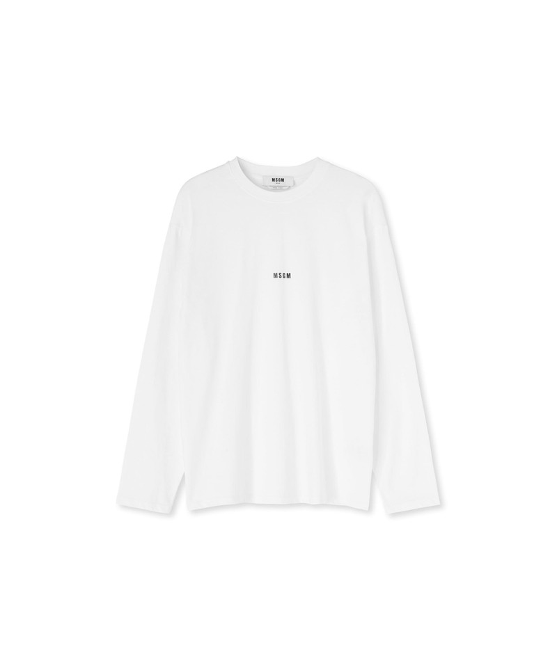 Solid colour cotton round neck T-shirt - 1