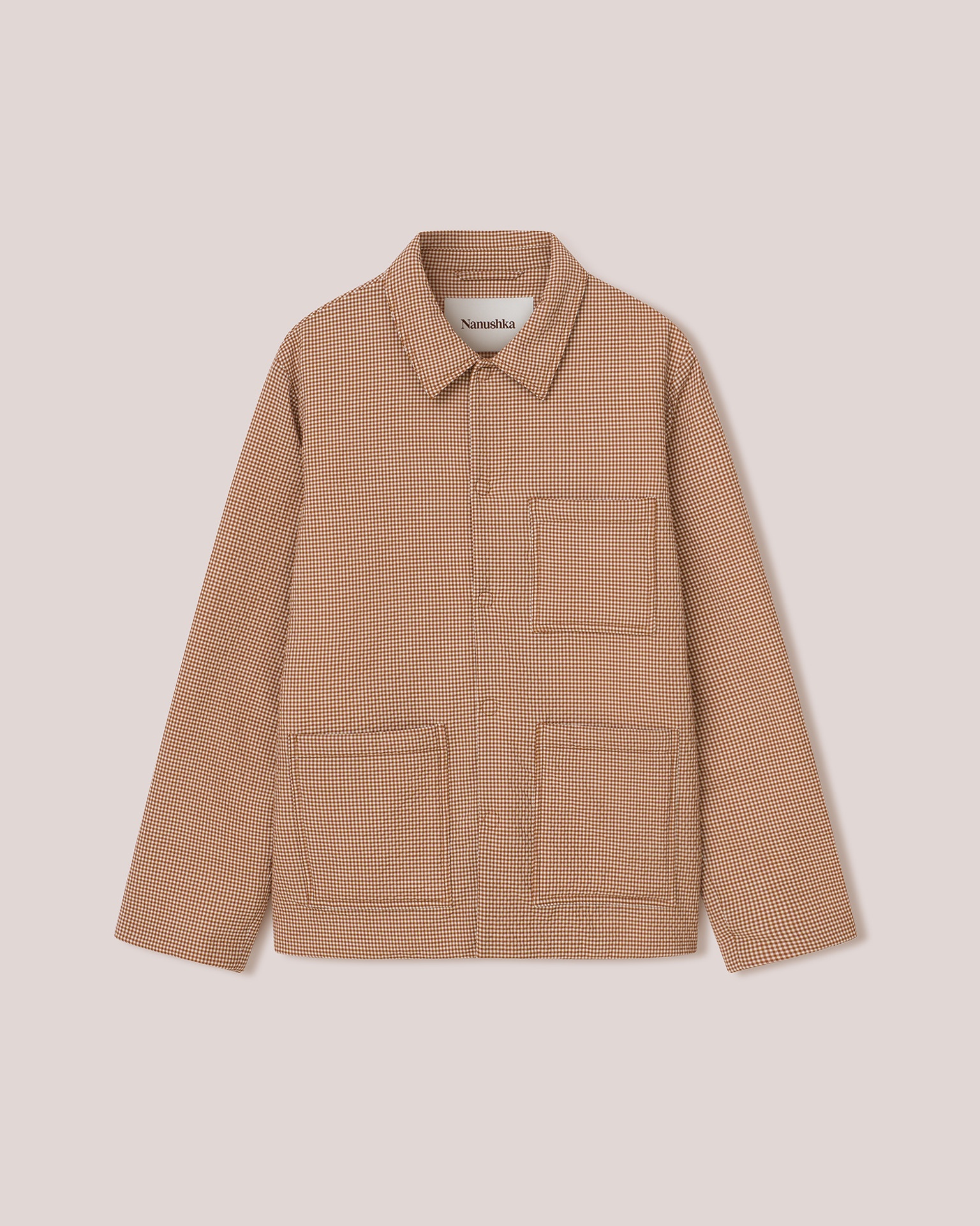 KASEN - Vichy-seersucker box fit jacket - Brown&Creme - 1