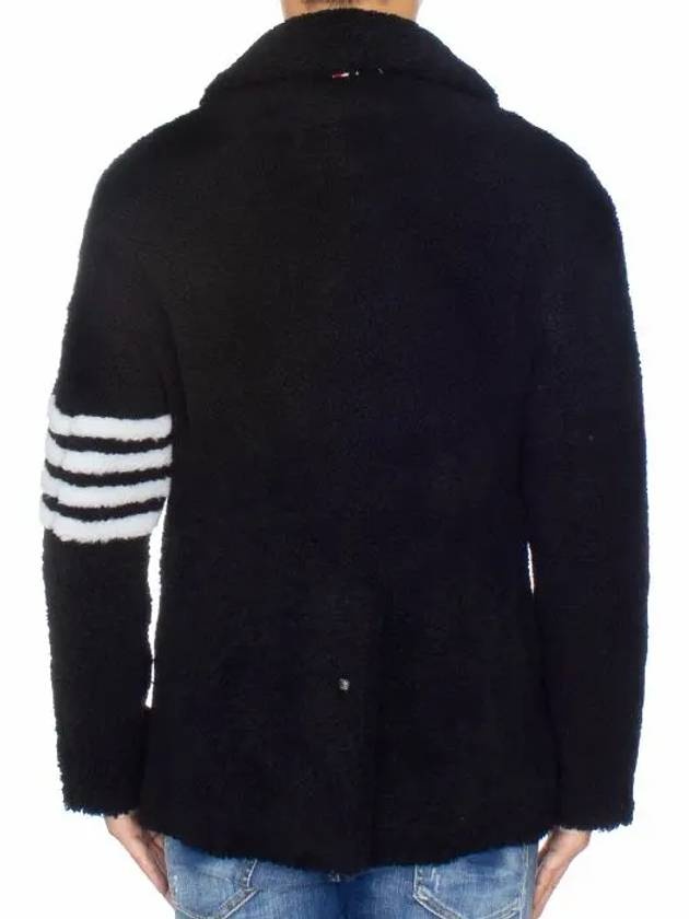 Men's 4 Bar Unconstructed Classic Shearling Pea Coat Black - 6