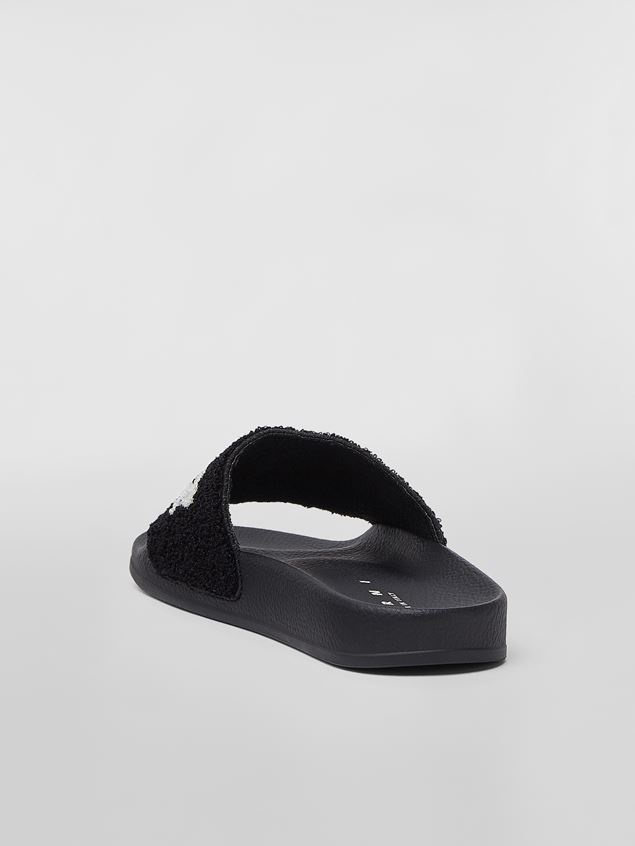 RUBBER SANDAL WITH BLACK AND WHITE TERRY CLOTH UPPER - 3