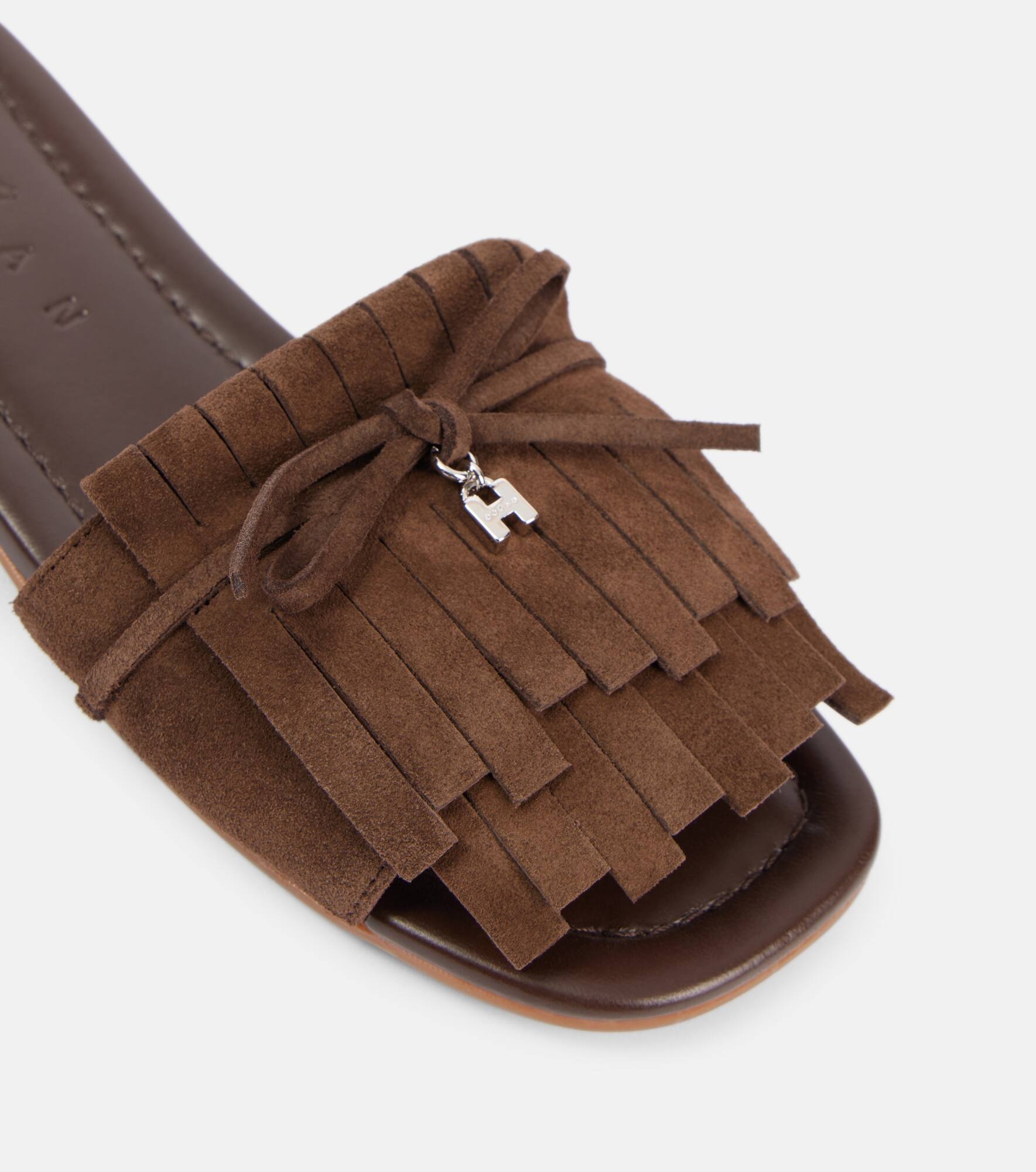H685 fringed suede slides - 5