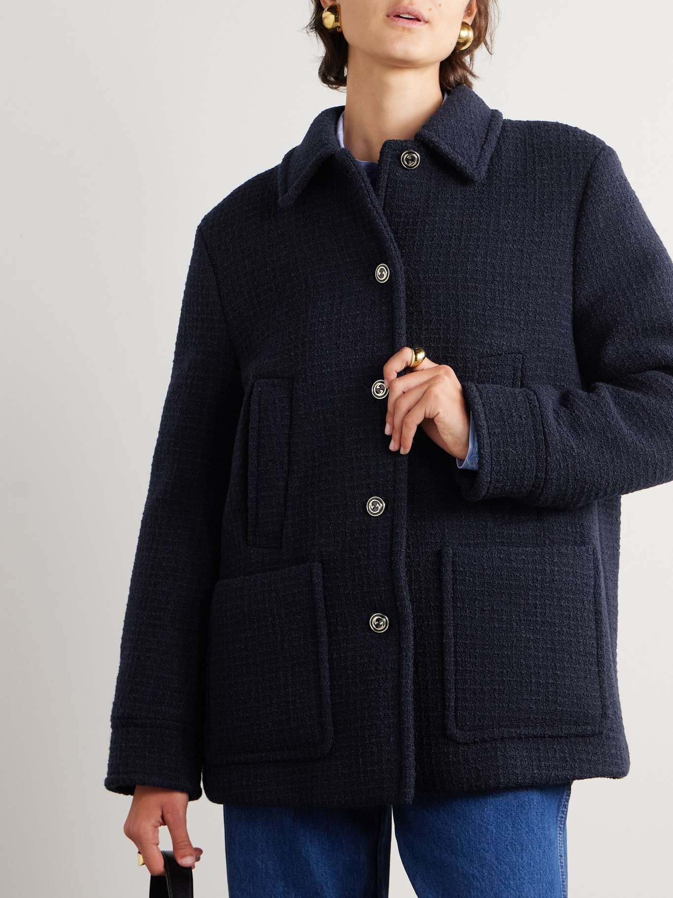 Wool-blend bouclé-tweed coat - 3