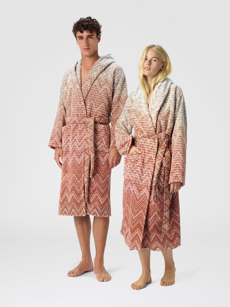Missoni Stone Hooded Bathrobe in cotton terry with zebra pattern outlook