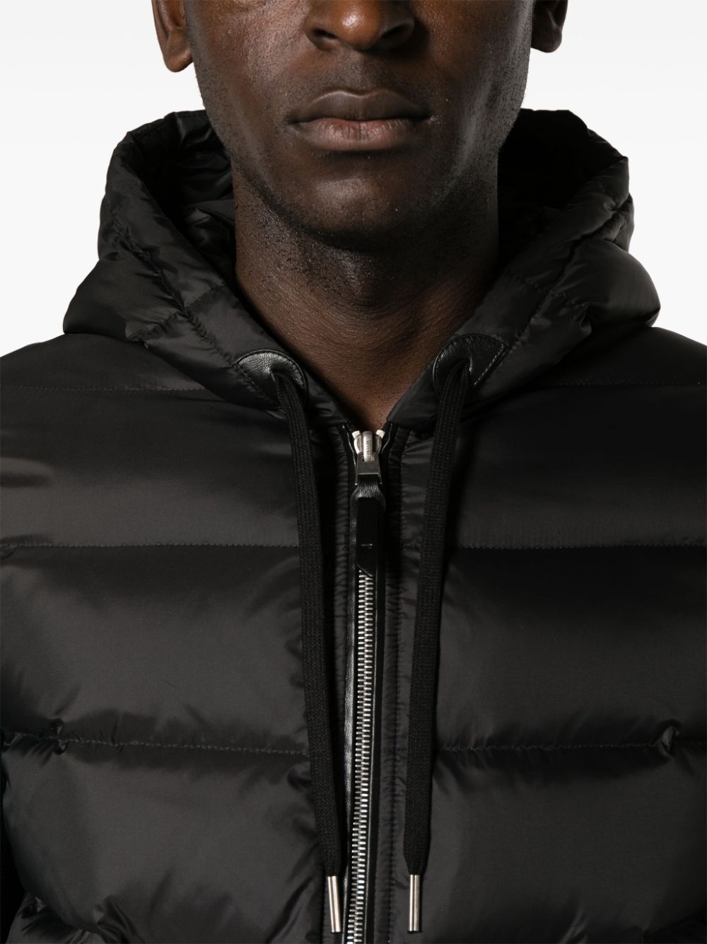 hooded knit-panelled puffer jacket - 5