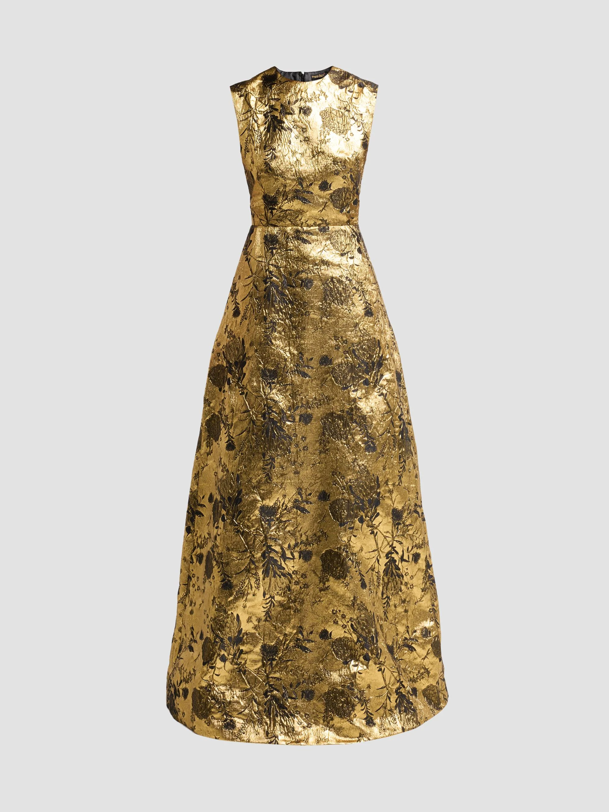 Women's After Midnight Metallic Brocade Gown - Black Gold - 1