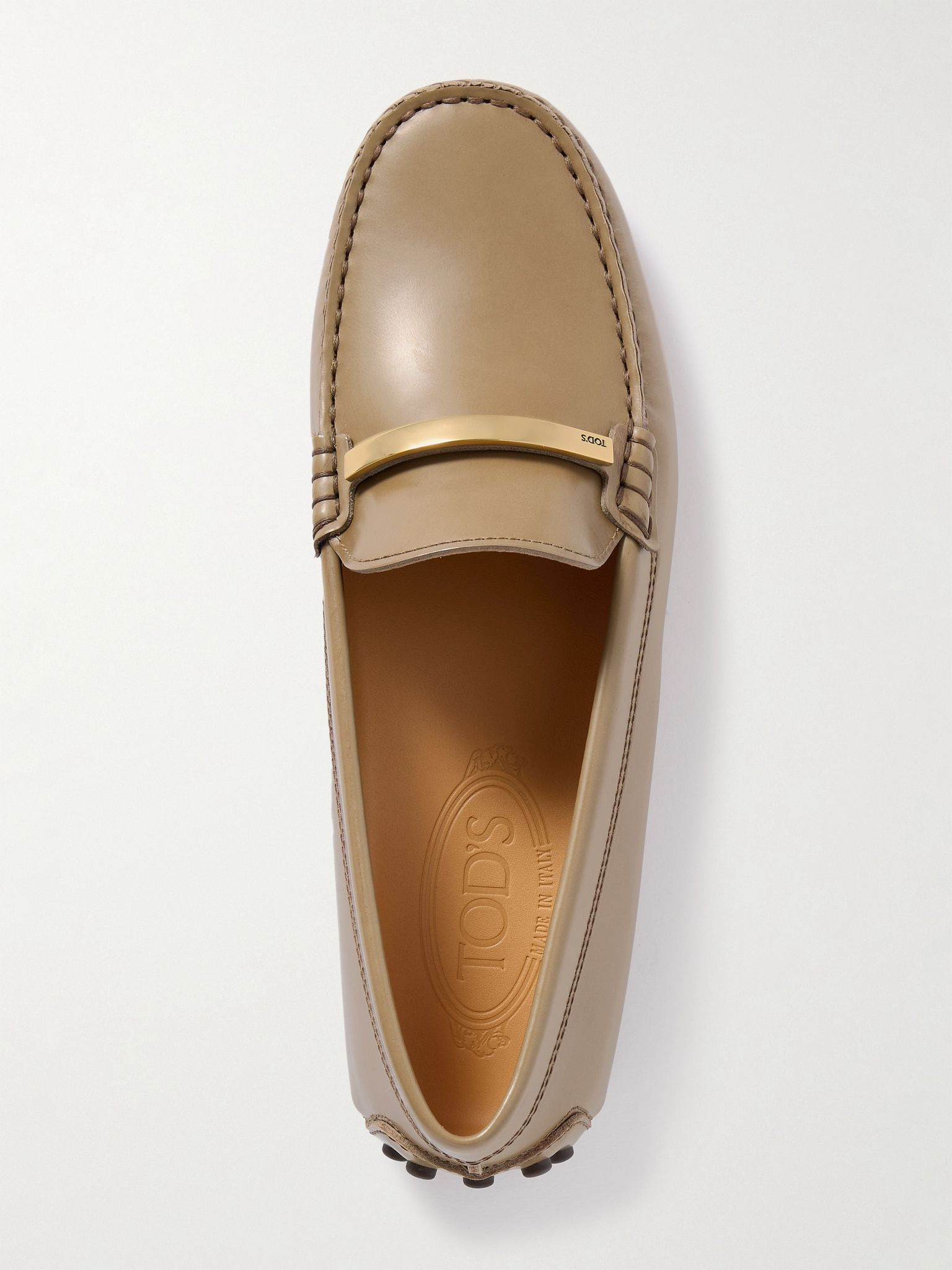 Gommino embellished leather loafers Beige - 5