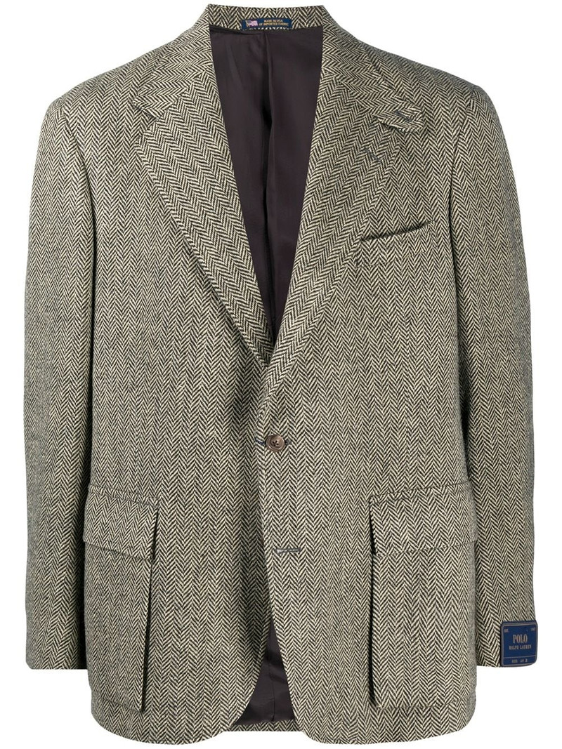 herringbone single-breasted blazer 1