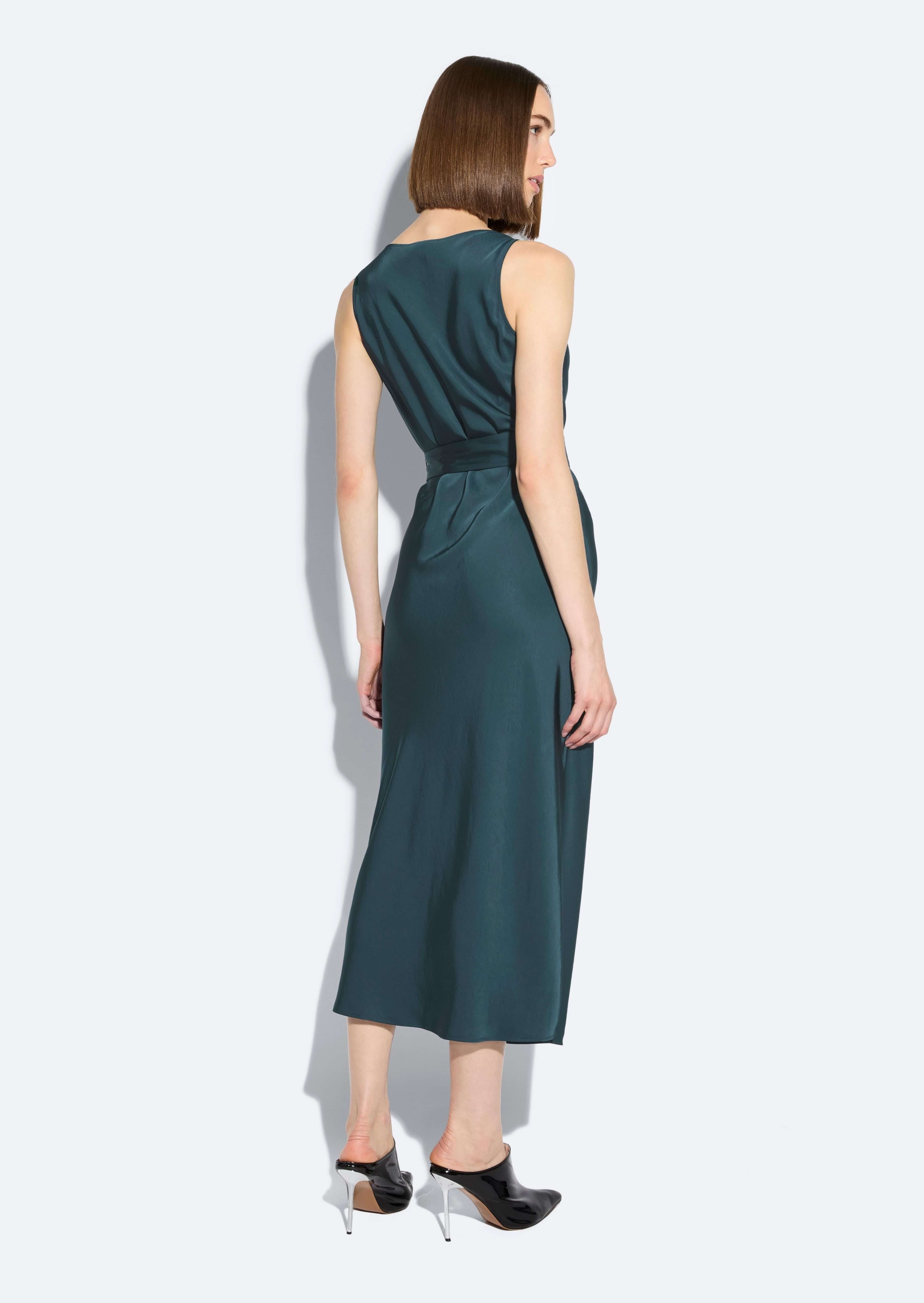 Satin Bias Belted Dress - 3