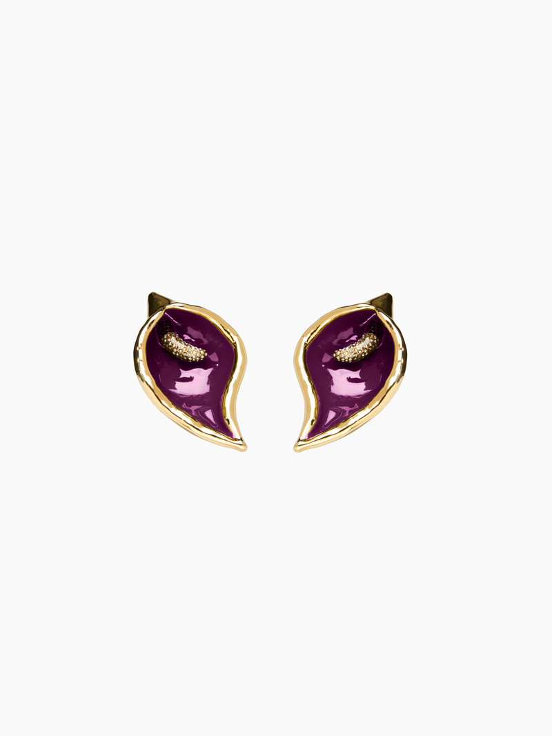 Purple Calla Flower Clip Earrings 3