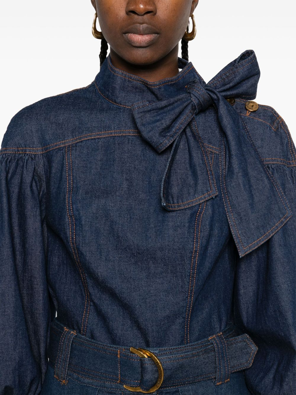 bow-detailed puff-sleeve blouse - 5
