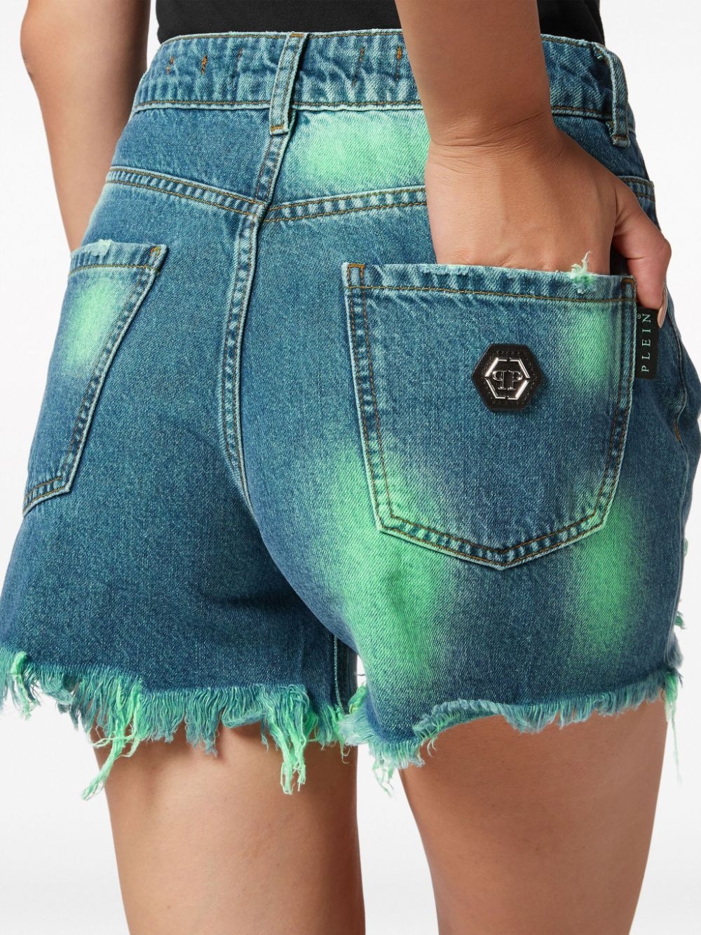 tie-dye frayed shorts - 5