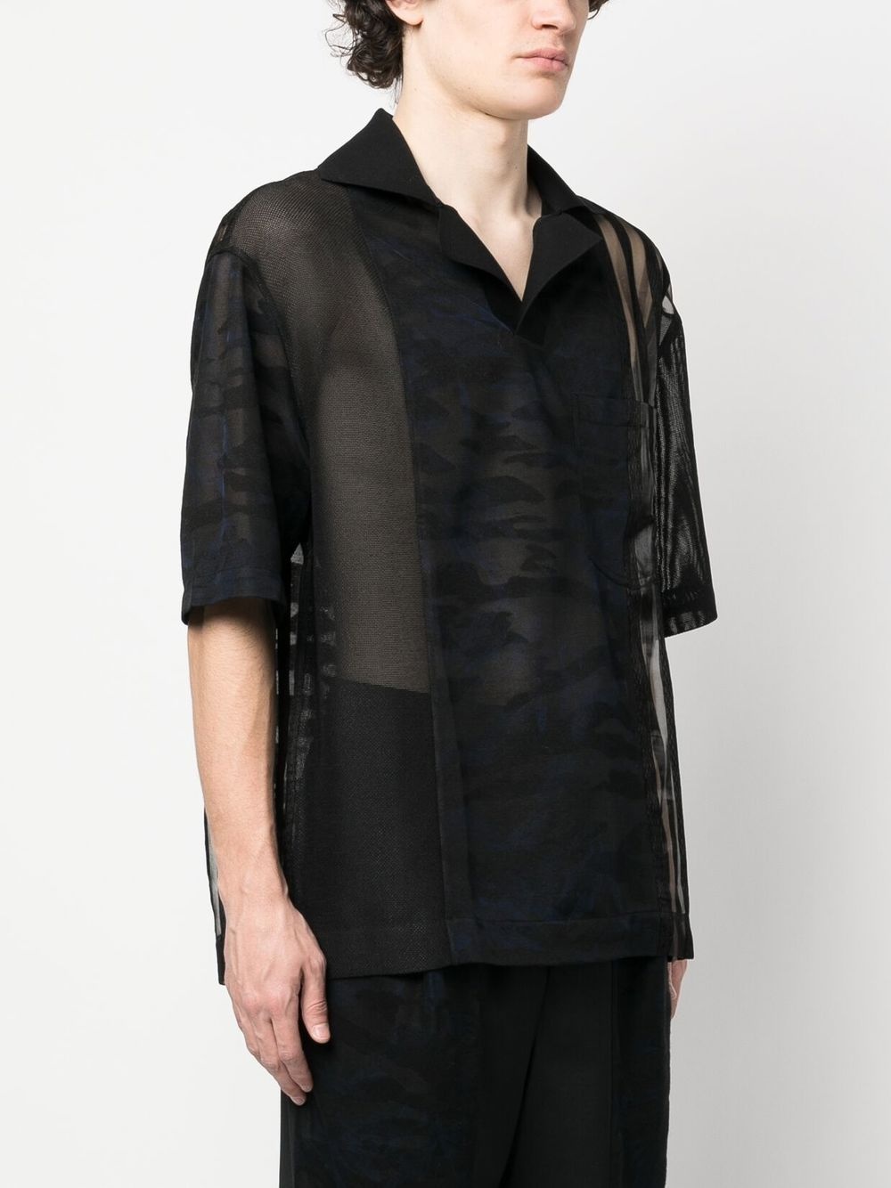 semi-sheer polo shirt - 3