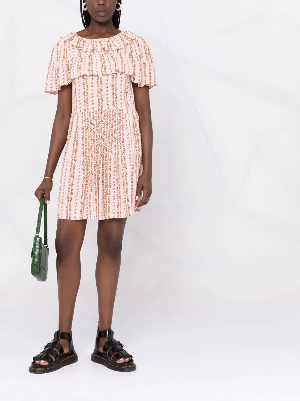 floral-print cape-like mini dress - 2