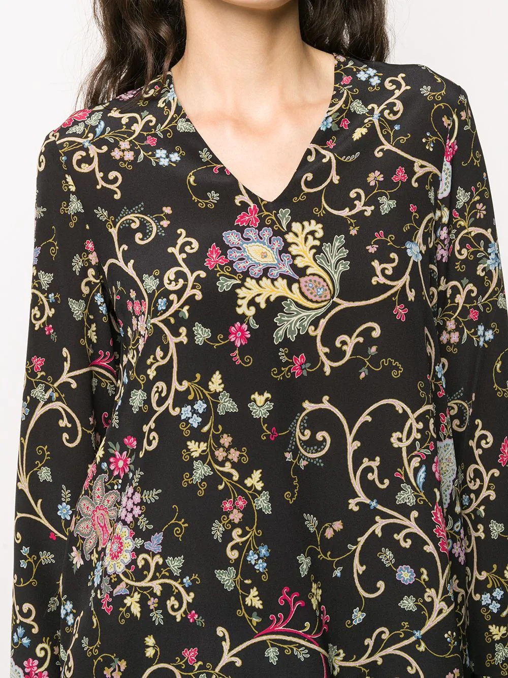 floral-print silk blouse - 5