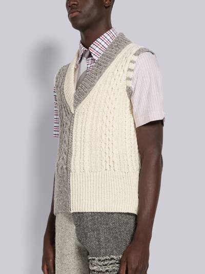 Thom Browne Fun-Mix Cabled Donegal 4-Bar Vest outlook