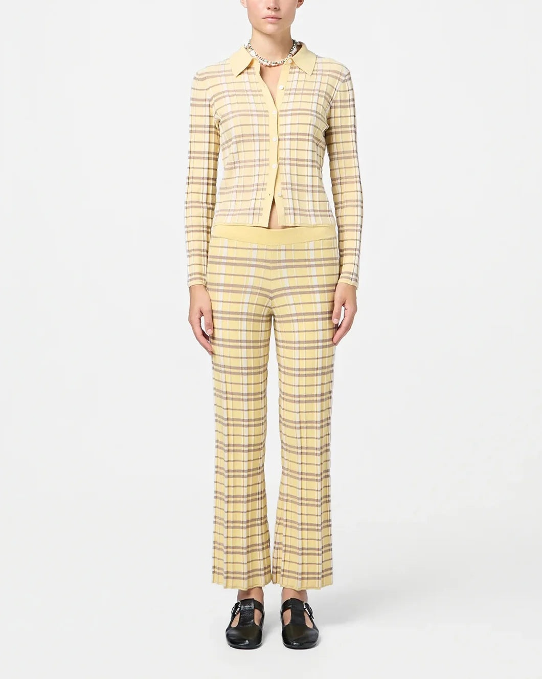 PLAID FLARE PANT BUTTER COMBO - 2