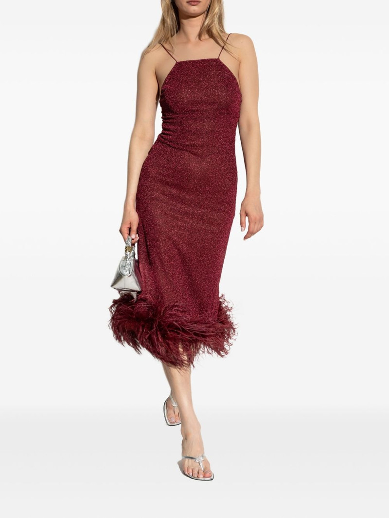 Oséree feather-trimmed sparkle midi dress outlook