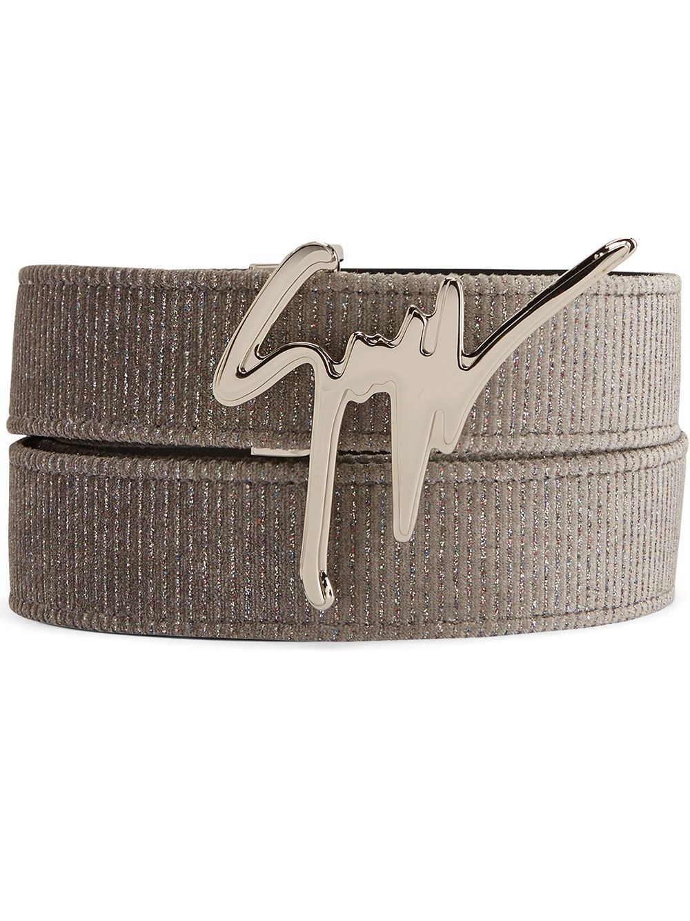 logo-plaque velvet belt - 1