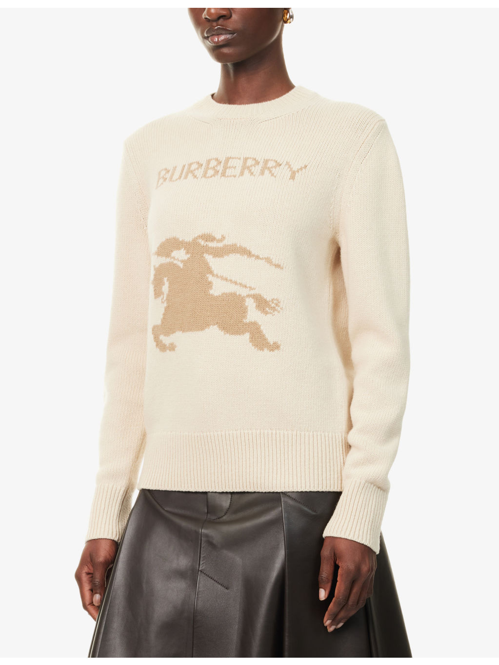 Brand-Intarsia Round-Neck Wool And Cashmere Jumper - 3