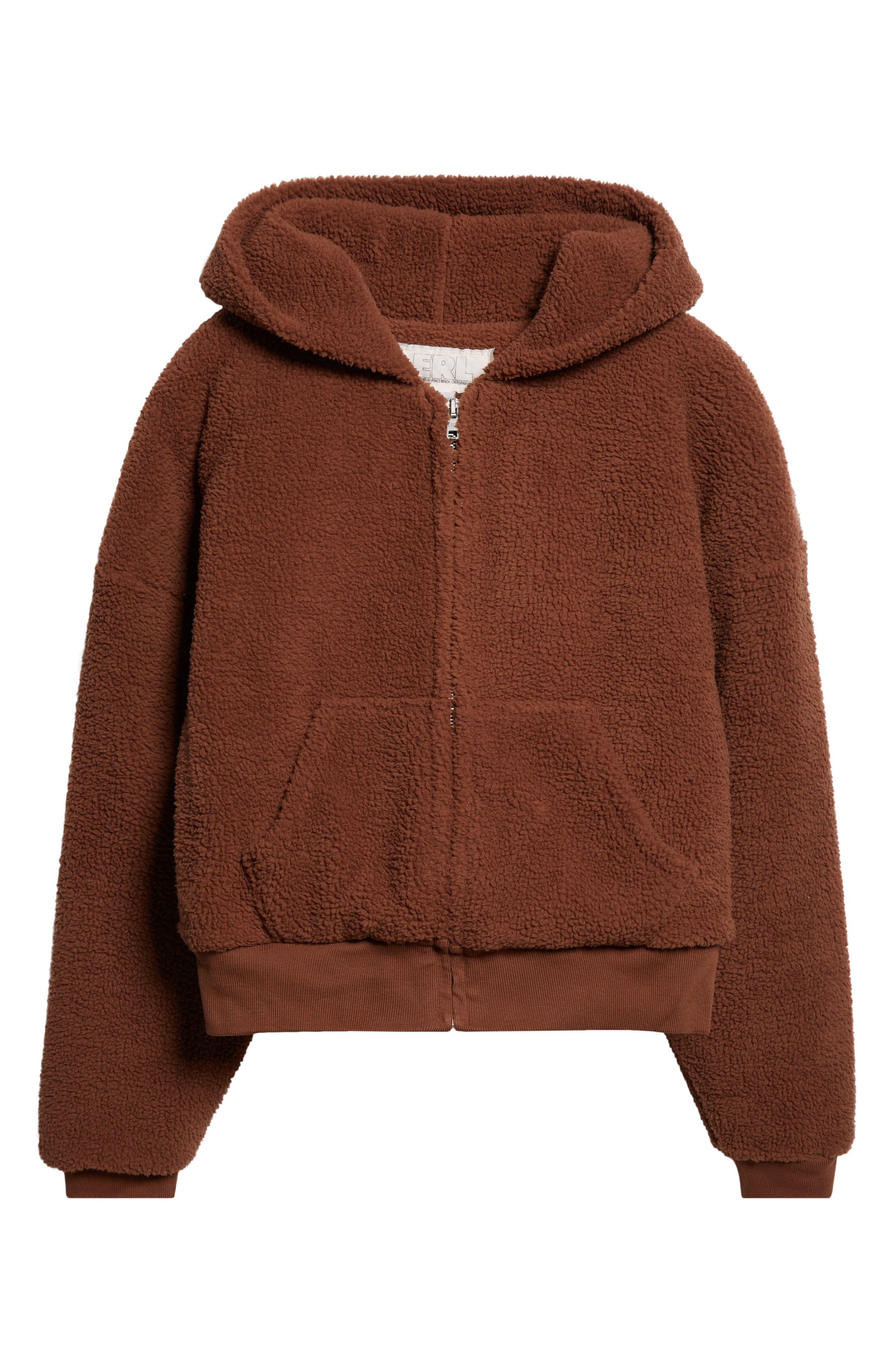 ERL Gender Inclusive Terry Fleece Zip Hoodie in Brown at Nordstrom - 7
