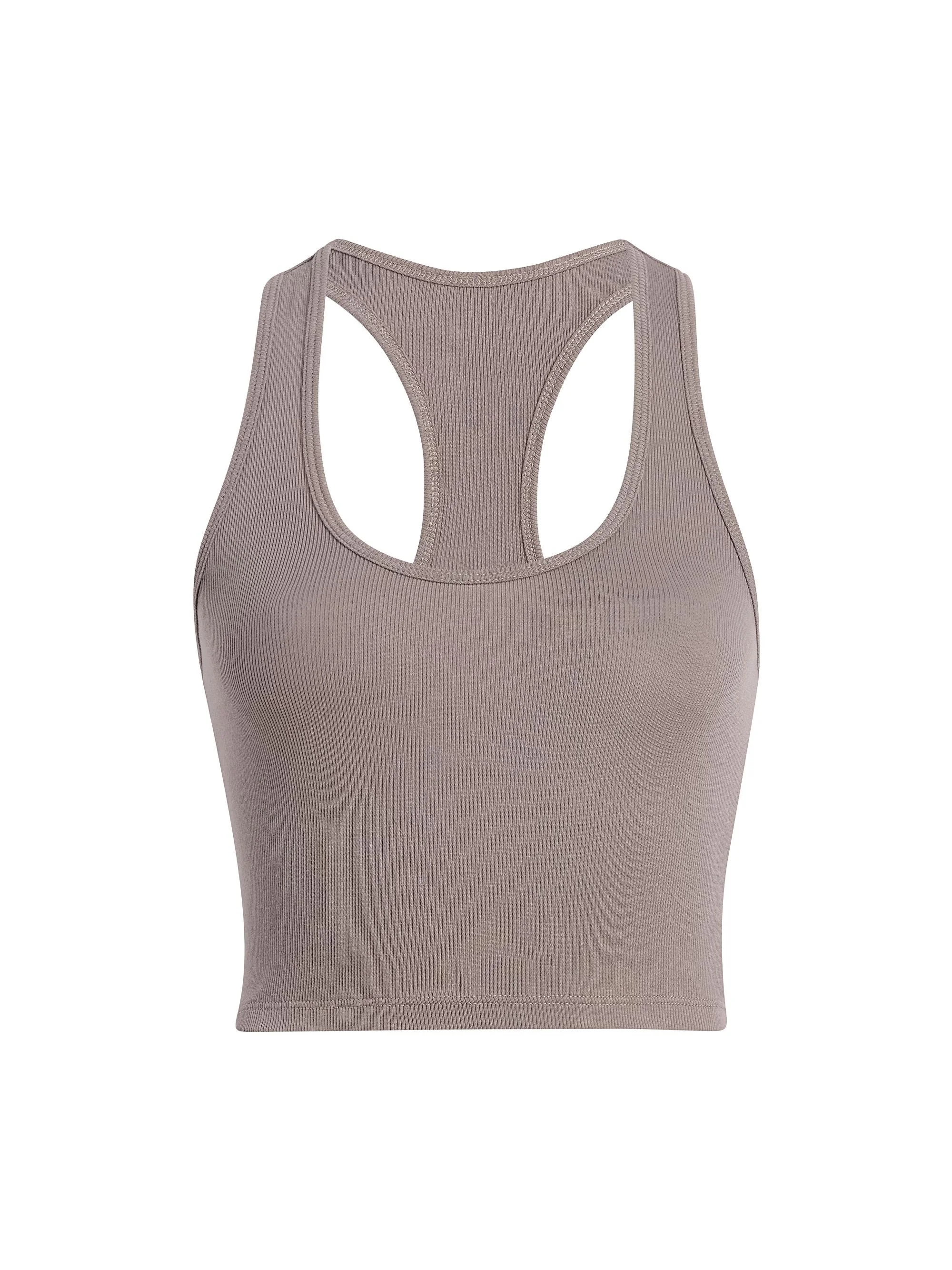 Women's Better Than Basic Pima Cotton Crop Tank - Truffle - 1