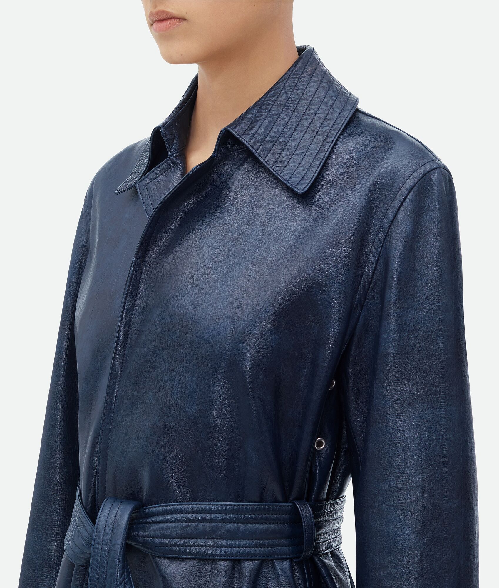 Embossed Leather Coat - 4