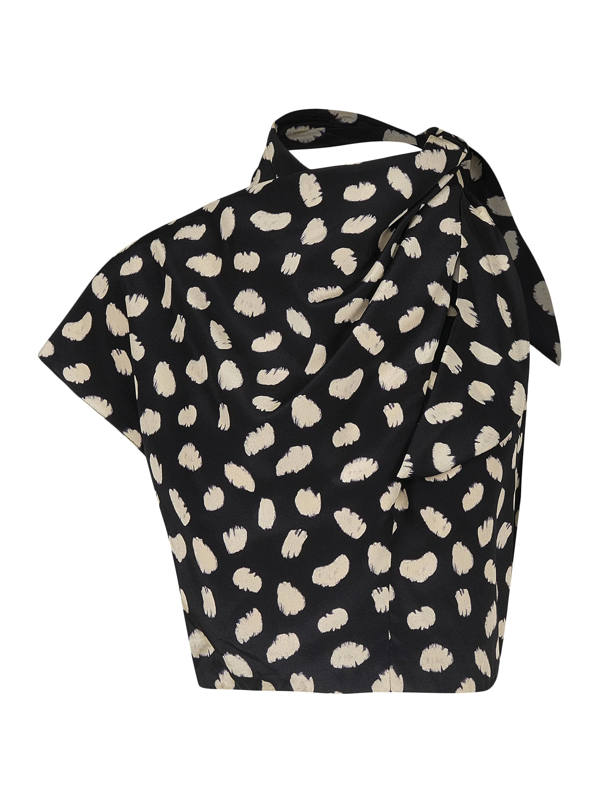 Women's Evening Current Silk Top - Black Ecru - 1