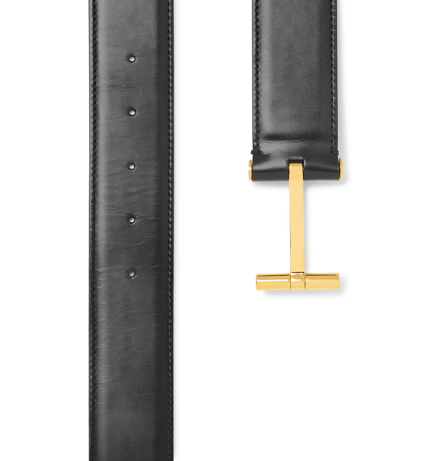 4cm Black Leather Belt - 6