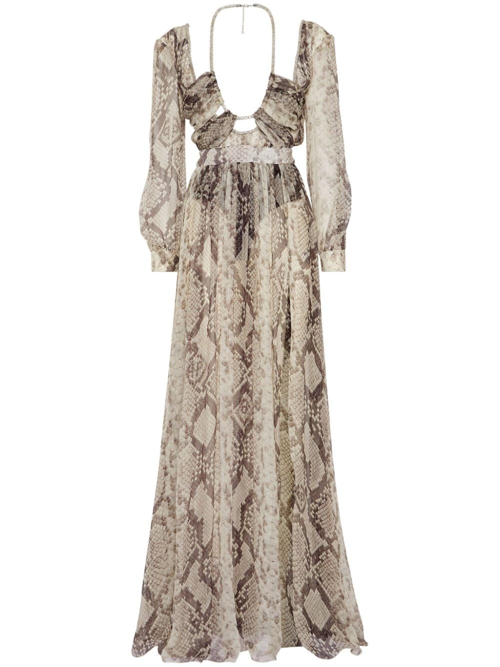 snakeskin-print silk maxi dress - 1