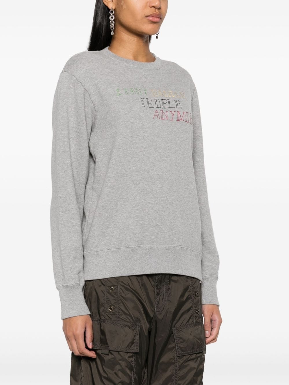 slogan-embroidered cotton sweatshirt - 3