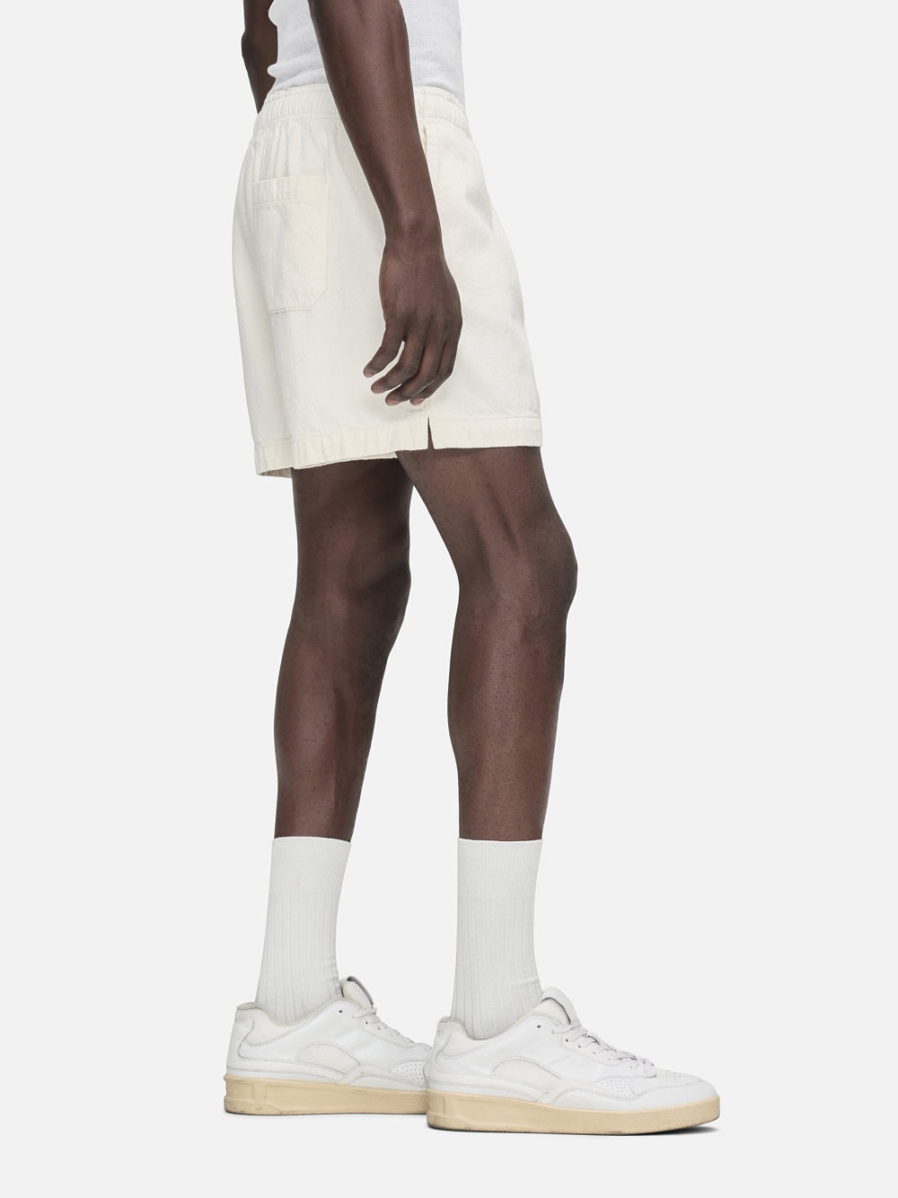 Textured Terry Short in Off White - 4