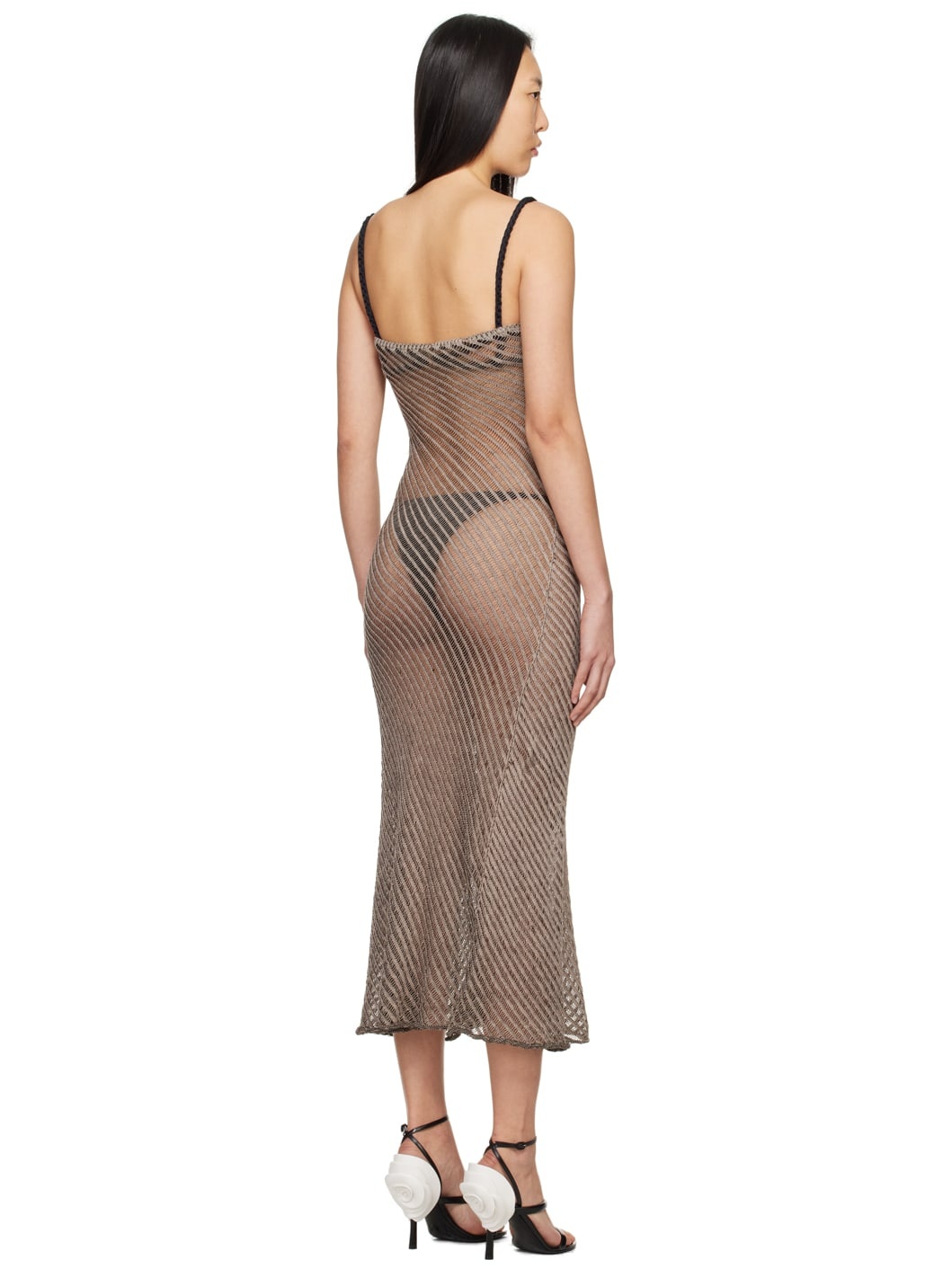 SSENSE Exclusive Beige Moire Maxi Dress - 3