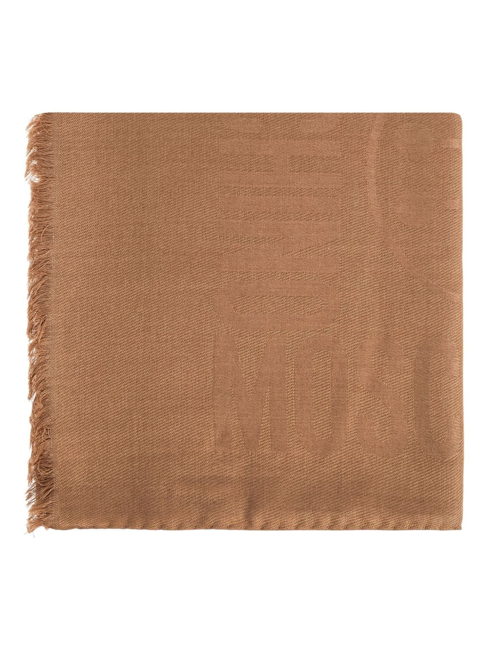 logo-embossed fringed scarf - 1